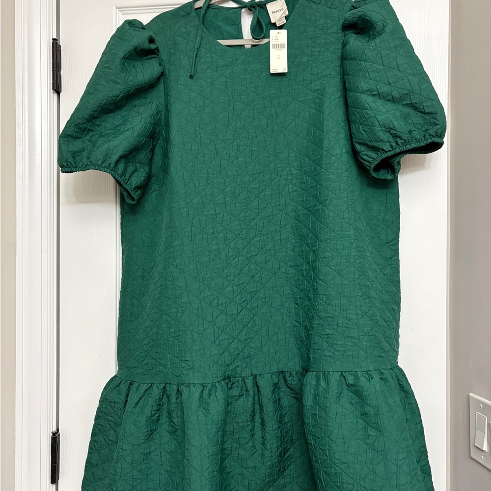 Maeve Puff-Sleeve Drop-Waist Mini Dress